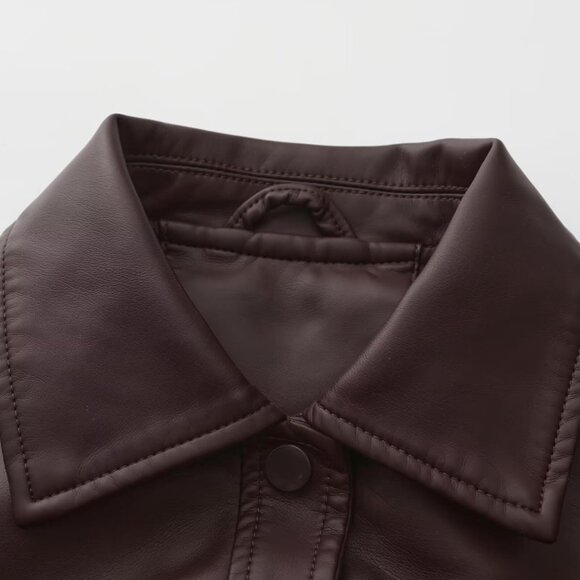 Women Camel Cropped Moto Biker Short Comfortable Pu Faux Leather Fashion Jacket - Picture 3 of 6